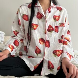 Strawberry pajama button up sleep shirt Victoria’s Secret